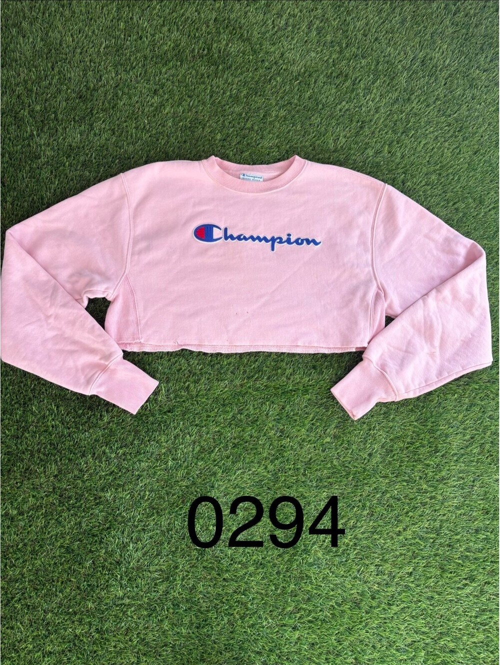 Vintage Champion Reverse Weave Pink Cropped Sweatshirt XS